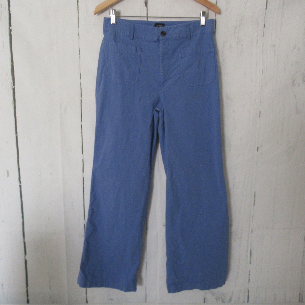 J Crew Pants 30 Lizzie Wide Leg High Rise Flare Beachy Resort Cotton Linen